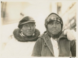 Image of Eskimo [Inuit] couple, recently married [boaz and Dina Fox]